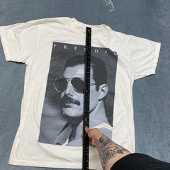 Freddie Mercury British Singer T Shirt Mens Large White Graphic Cotton Crew Neck