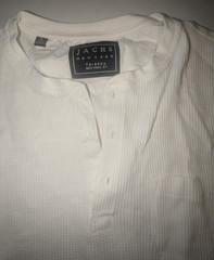 Jachs New York, Waffle Knit Henley Long Sleeve Casual Shirt, Men’s M, Beige
