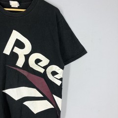 Vintage 90s Reebok Graphic Tee, Black Cotton Sports T-Shirt (Size L)