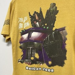 Vintage 2008 Transformers Hasbro BotCon Shattered Glass Optimus Prime Shirt S