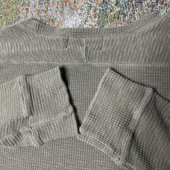 RRL Ralph Lauren Waffle Knit Thermal Crewneck Shirt Gray Olive Green Men’s XXL