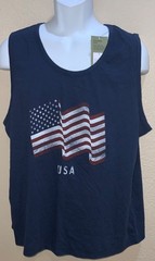 tank top NAVY Blue USA flag print Soft feel Goodfellow Cotton Blend LARGE size