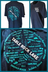 Table Rock Lake Upcycled T-Shirt, Marinas Landmarks Graphics Navy Men’s Large