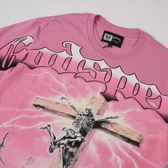 26/SS Mens NEW Godspeed Pink Skull Cross print Cotton Short sleeved T-shirt