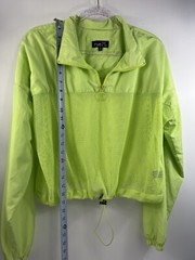 Rue 21 Top Unisex Sz XL Lime Green Long Sleeves Open Mesh Drawstring 1/4 Zip