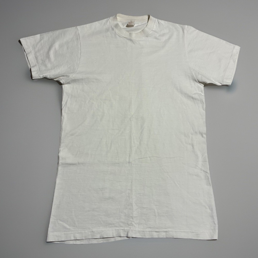 Vintage 1960s White Blank T Shirt JCPenney Single Stitch Medium Tall