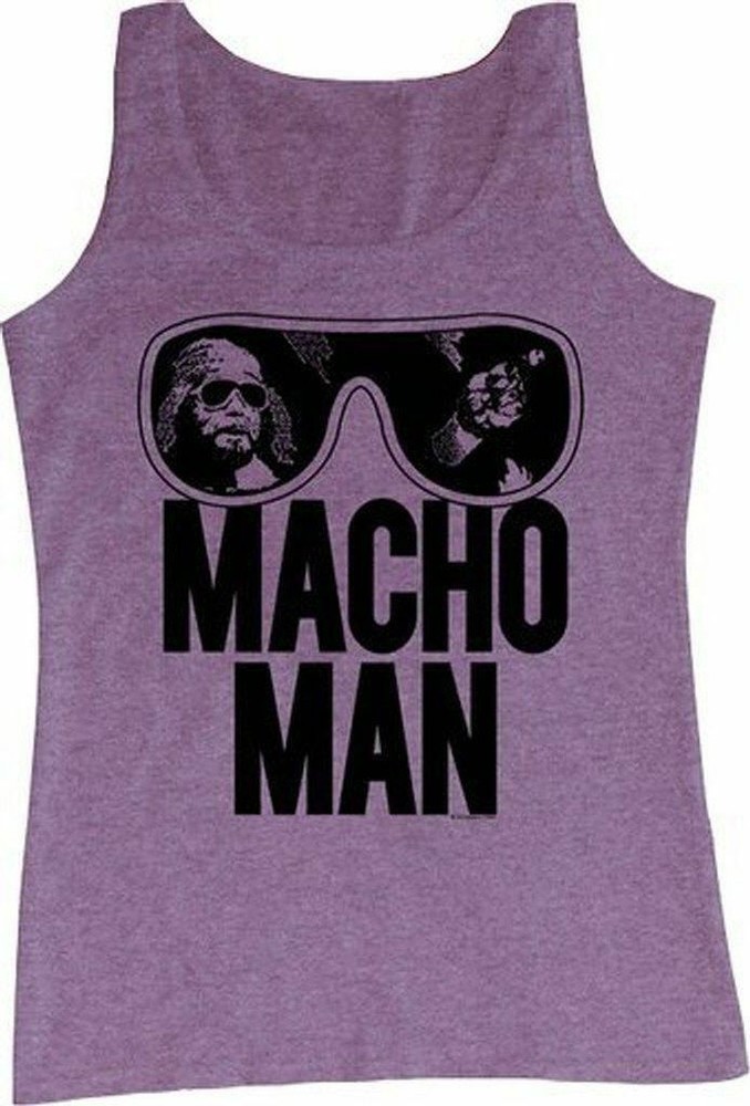 Adult WWE World Wrestling Entertainment Old School Macho Man Glasses Purple Tank