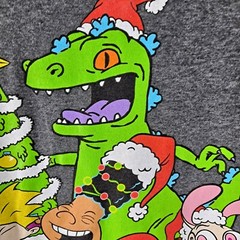 Nickelodeon Cartoon Character Christmas Holiday T-shirt gray Size large
