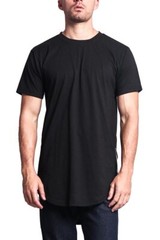 Victorious Men’s Triple Stacked Contrast Long Length Curved Hem T-Shirt TS632