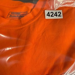 Genuine Dickies Mens Performance Pocket T-Shirt Safety Orange Large Mesh Tee