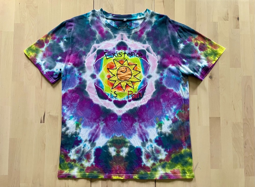Cool Shirtz Cold Ones Existence is Pain Mandala Tie Dyed T-Shirt size Medium