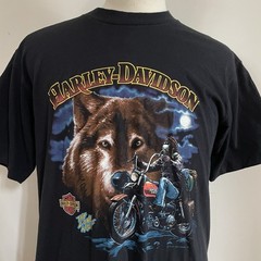 Vintage Harley Davidson T-Shirt Men Large Lone Wolf 1989 Holubek