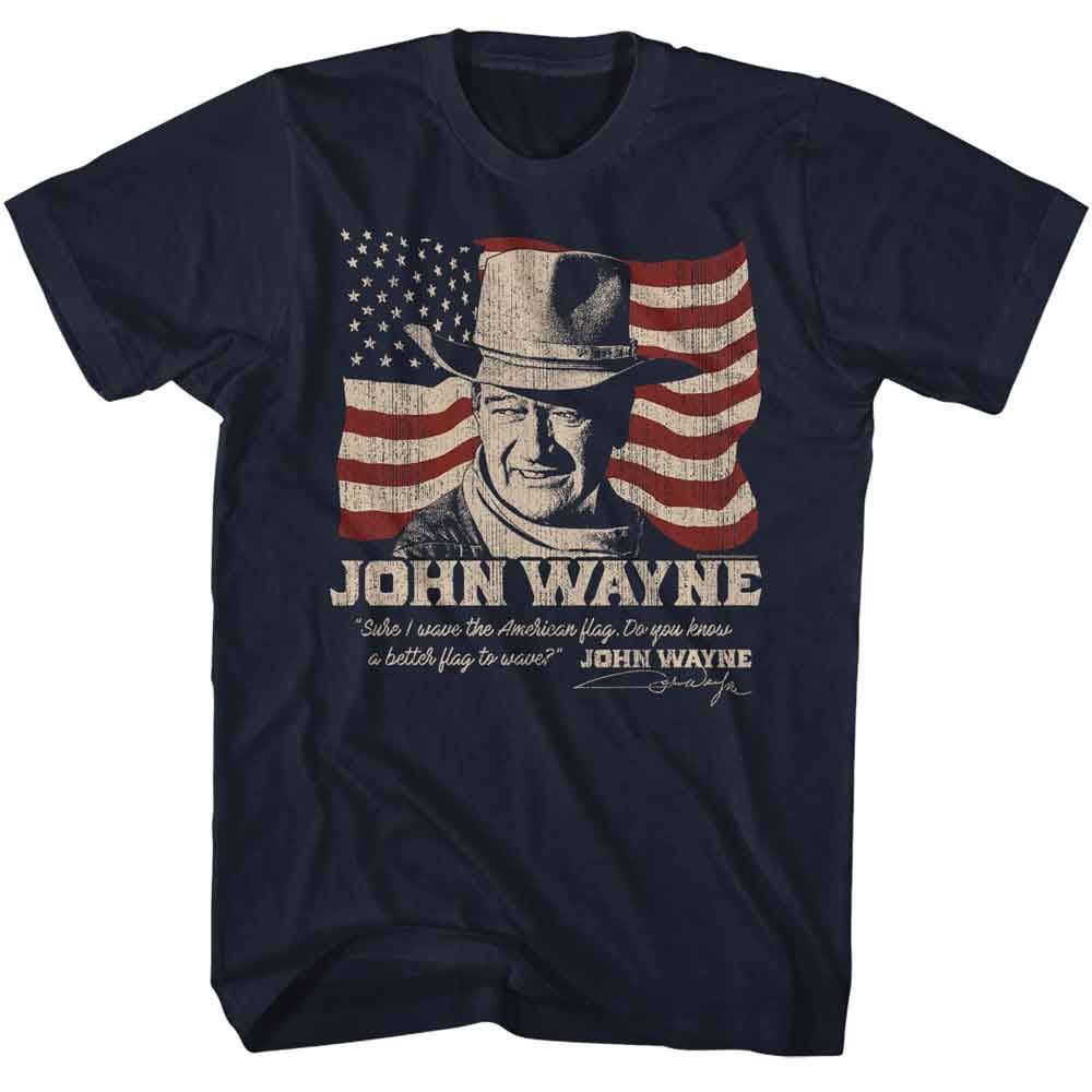 John Wayne – Better Flag – American Classics – Solid Blue Adult Short Sleeve T-S