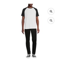 George Men’s White & Black Semi-Fitted Pullover Raglan Short Sleeves T- Shirt
