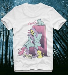 Skeletor’s Cat Cute Funny BLACK / WHITE T-Shirt Size S-5XL