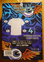 Von Dutch Originals Men’s S Small 4-Pack Cotton Crew Neck Logo T-Shirts White