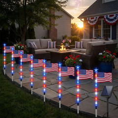 8-Piece Flag Light Set, 4Th of July Decorations 8 Lighting Modes, 8-In-1 America