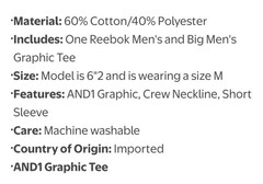 AND1 Men’s Graphic Gray Short Sleeve T-Shirt Size L NEW Free Shipping