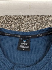 Kuhl Konflikt Henley Shirt Mens Large Blue Long Sleeve Waffle Knit Thermal 7472