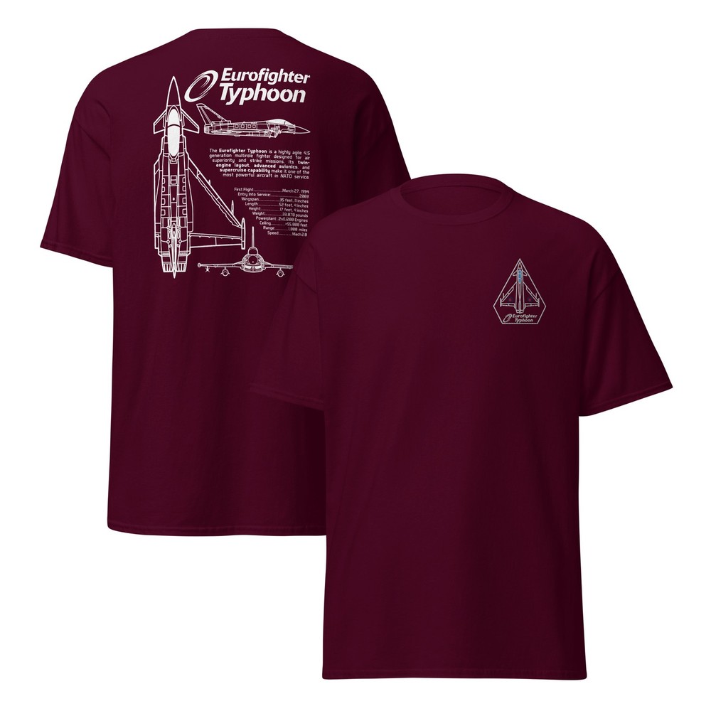 Eurofighter Typhoon T-Shirt – Embroidered Logo & Fighter Jet Tech Back Print