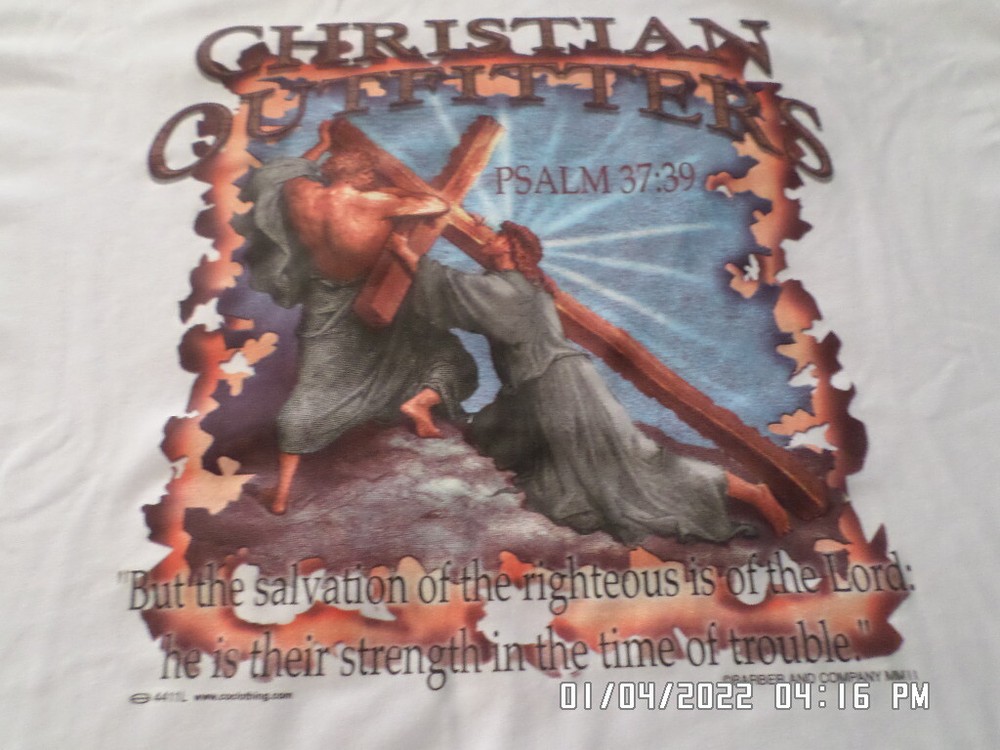 NEW Religious T-Shirt: Jesus Carrying Cross Psalm 37:39 (LOTS of Colors & Sizes)