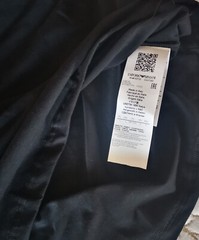Emporio Armani Mens black long sleeve T-Shirt flock print, Size M*L*XL*XXL