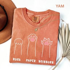Funny Cat Paw T-Shirt Rock Paper Scissors Funny Animal Lover Graphic Shirt