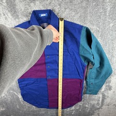 Vintage Pendleton Shirt Mens Medium Purple Blue Color Block Wool Lobo USA