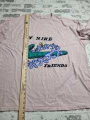 Nike T-Shirt Mens Large “My Nike Friends” Pink 3D Puff Print Graphic Size XL