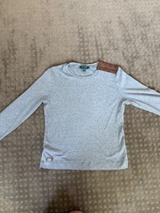 Lauren Ralph Lauren XL Gray Long Sleeve Shirt with Brown Shoulder and Elbow Pads