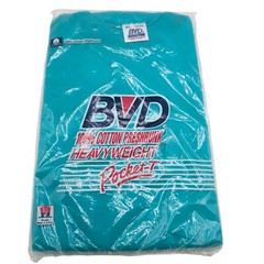 NEW NOS BVD Heavyweight Pocket T-Shirt TEAL 100% Pre-shrunk Cotton XL
