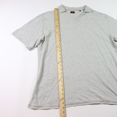 Left Coast Tee Shirt Mens XL Gray Collared V Neck Cotton Preppy Casual T Shirt