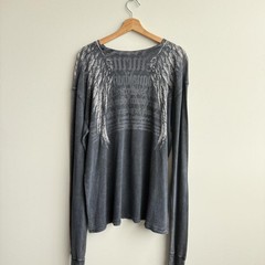 Y2K affliction skeleton wings long sleeve thermal (0371)