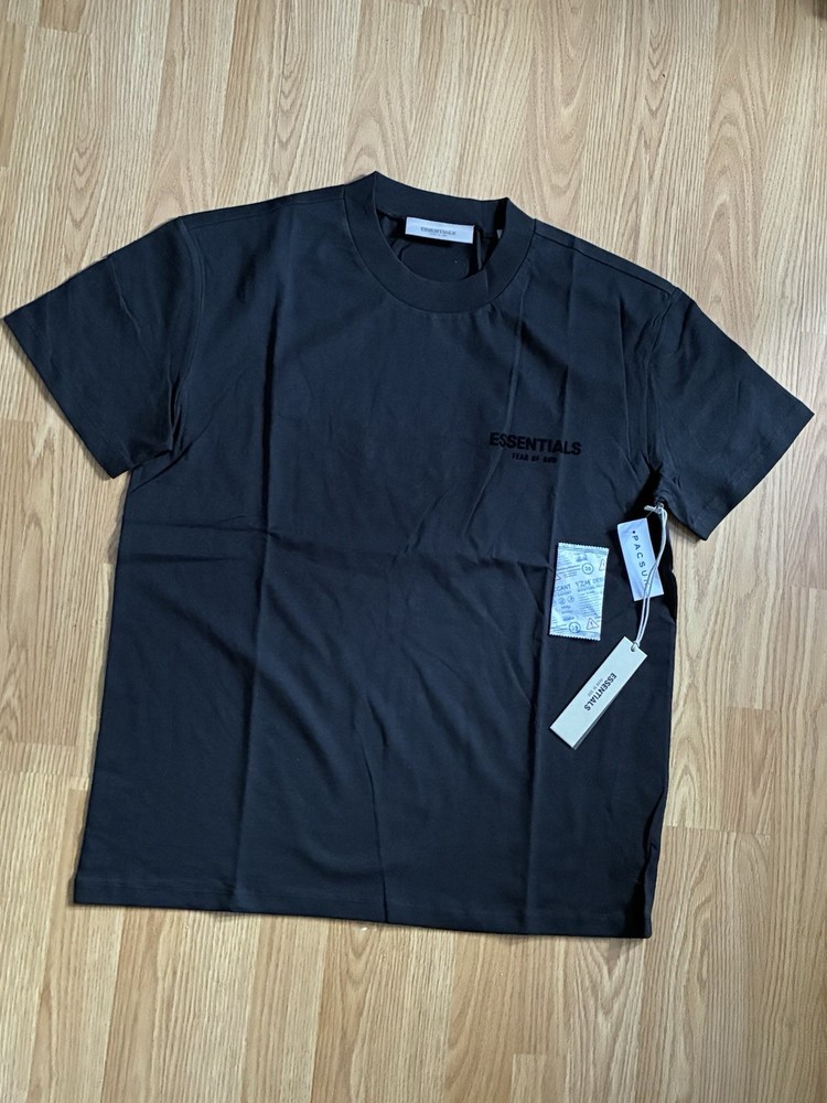Essentials Fear of God Black Logo Cotton Jersey Crewneck Short Sleeve T-Shirt M