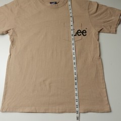 Vinage 80s Lee jeans Pocket T shirt Tee Size Small Logo Spellout Tan Short Sleev