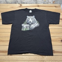 Vintage Y2K Big Face Siberian Tiger Big Cats Nature Single Stitch Shirt Size XL
