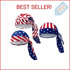 Chuangdi 3 Pcs Do Rags Dew Rag Skull Caps for 250th Anniversary Men Bandana Bean