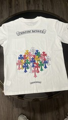 Chrome Hearts Mens White Graphic Crosses Logo Crew Neck Short Sleeve T-Shirt S