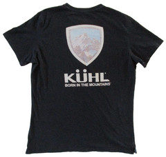 Kuhl T Shirt Men’s L Large Wildfibre Distressed Logo Split Hem Preppy Gorpcore
