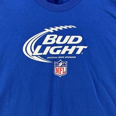 Gildan Mens T Shirt XL X-Large ‘Bud Light’ NFL Tee Blue Beer Camisa Relaxed