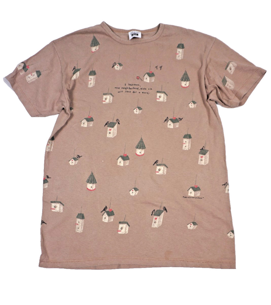 Vintage Relevant Products T Shirt Mens Large All Over Print Nature 90s Birds AOP