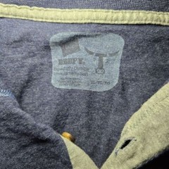 Hanes Men’s Long Sleeve Beefy Henley Shirt – Heather Navy- size XL