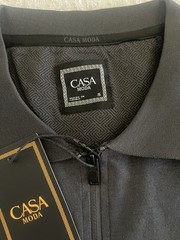 CASA MODA Couture Men’s Zip-Front Polo Shirt Black Quarter-Zip Front Closure
