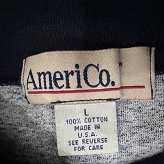 Vintage Americo Long Sleeve Mock Neck Shirt Me A Men’s L Navy Red Stripe 90s USA