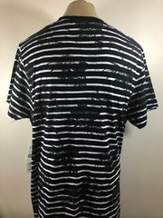 New Men’s 2X Ditch Plains Black & White Strip & Floral Print T-Shirt