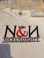 Large nice and naughty shirt white men’s angel and devil shirt