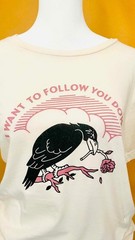 Graphic Tee T-Shirt Top – Crow and Rose Print Emo Goth S