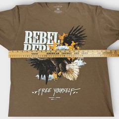PacSun Rebel Rebel Eagle Graphic T-Shirt Mens Large Brown Free Yourself Tee