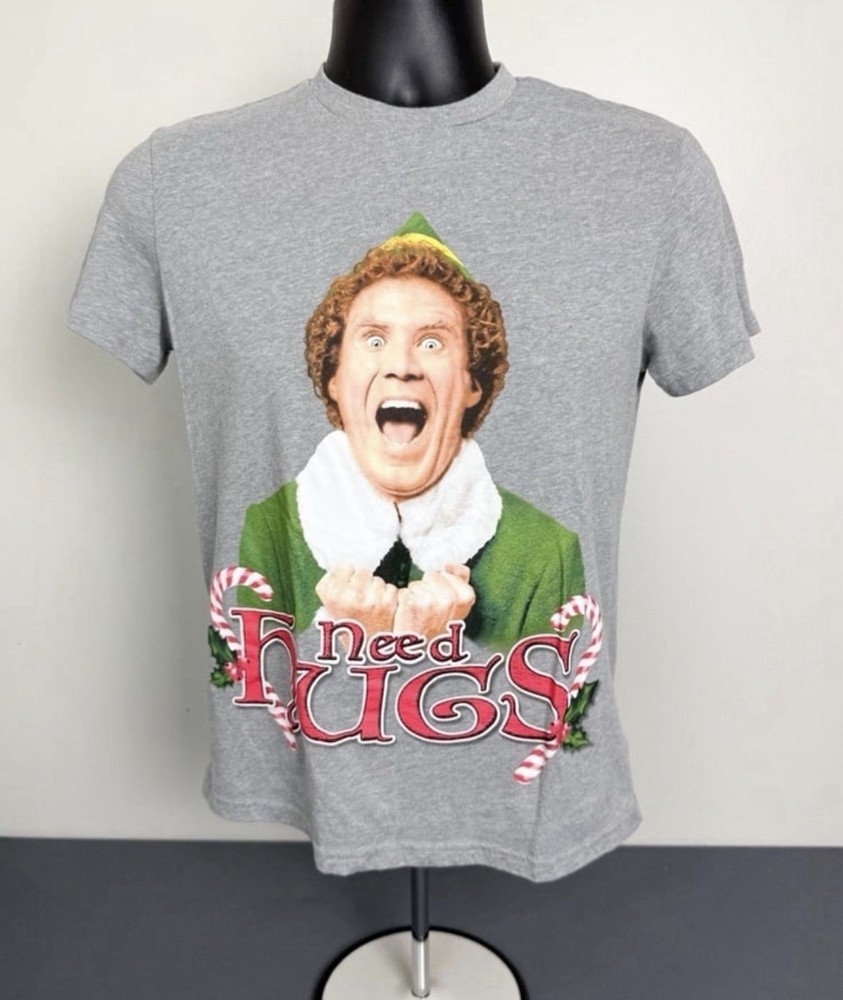 ELF Christmas Need Hugs Shirt Size Mens Small Gray