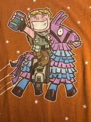 FORTNITE ‘Jonsey Default & Loot Llama’ 100% Cotton T-shirt, L XL – Orange